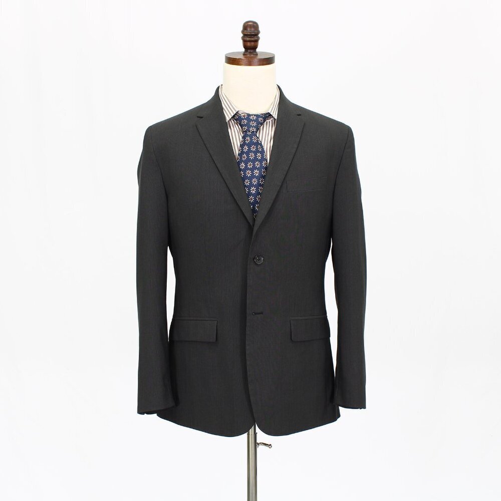 Calvin Klein 40R Gray Solid 2-Button Sport Coat Blazer Jacket G377